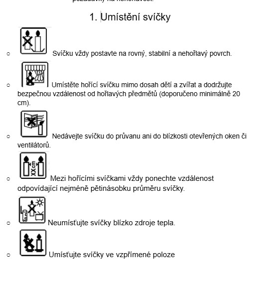 Umístění svíčky
