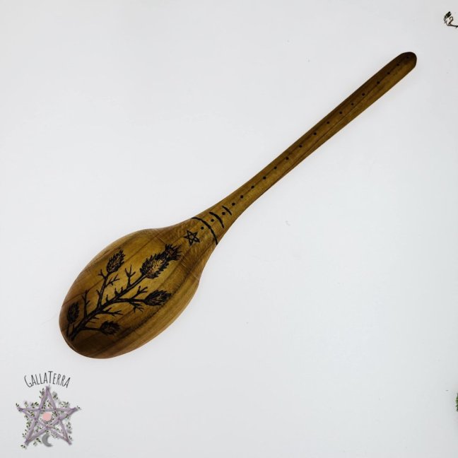 Wooden spoon - thistle - large