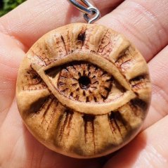 Wooden wood carved jewel - Eye - protection, inner truth