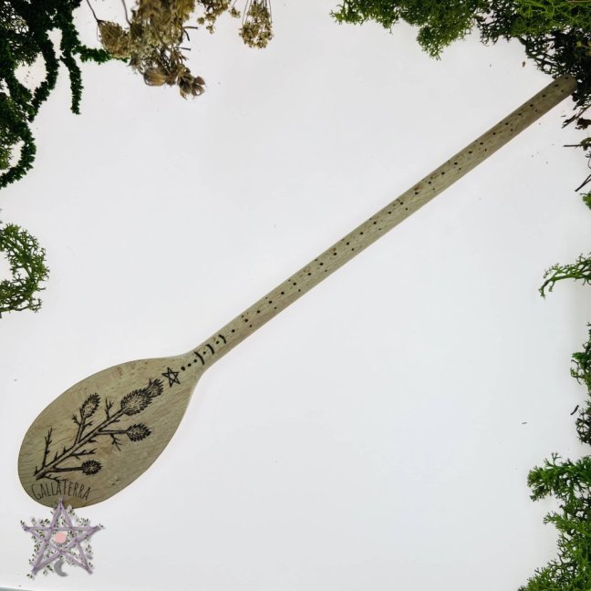 Magic wooden spoon - thistle - large