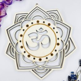 Dřevěná dekorace - Óm v mandale