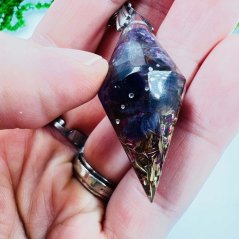 Orgonite pendulum - amethyst jewellery - intuition & calm