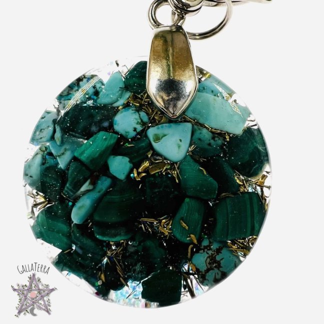 Orgonite jewelry for a pet - malachite, turquoise - protection & peace