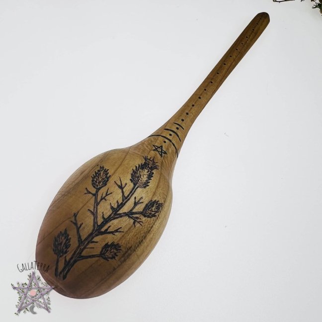 Wooden spoon - thistle - large