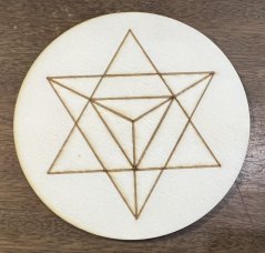 Wooden coaster with merkaba