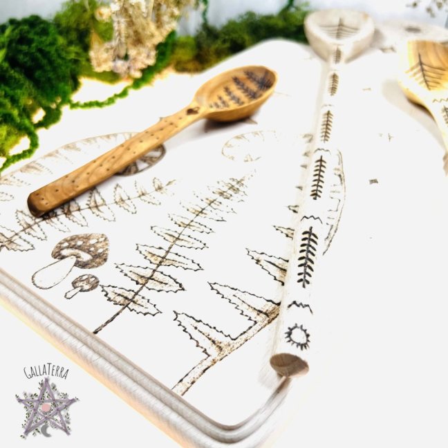 Magical wooden spoon - proto-runes - large