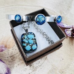 Orgonitový náhrdelník a náramek s modrým tyrkysem pro moudrost, ochranu a komunikaci Orgonitový náhrdelník a náramek s modrým tyrkysem pro moudrost, ochranu a komunikaci