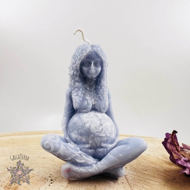Přírodní rituální svíce Gaia - bohyně Zěmě - modrá