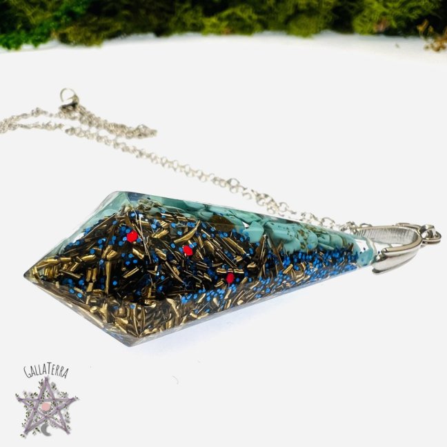 Orgonite pendulum - blue turquoise - communication & protection