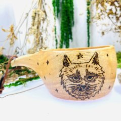 Bambusová kuksa – chlupatá kočka - 250ml