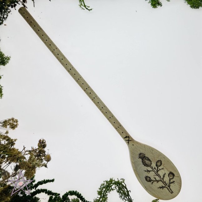 Magic wooden spoon - thistle - large