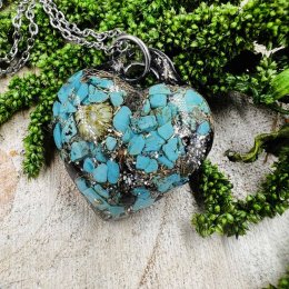 Orgonitové srdce s tyrkysem a pampeliškou - ochrana, radost a lehkost bytí