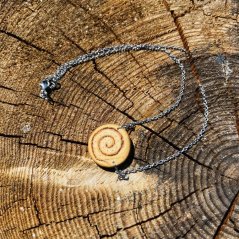 Wooden wood carved jewel - Spiral