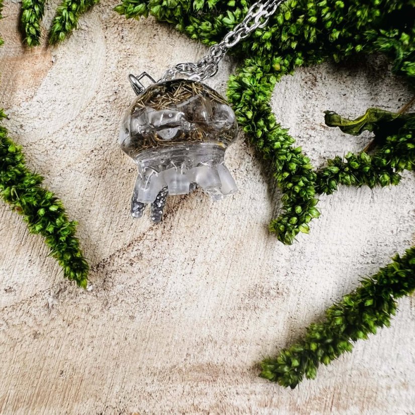 Orgonitová medúza / náhrdelník s alabastrem - pro čistotu, harmonii, uvolnění napětí