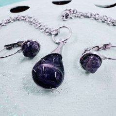 Energy necklace and earrings with amethyst