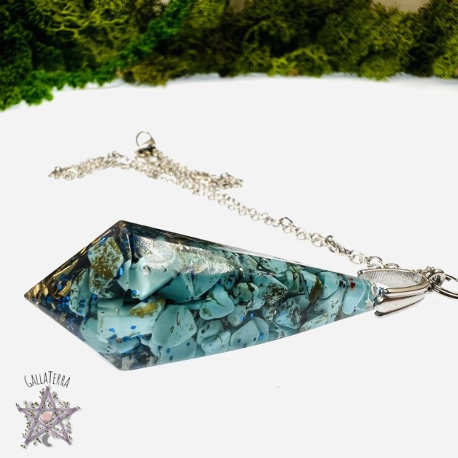 Orgonite pendulum - blue turquoise - communication & protection