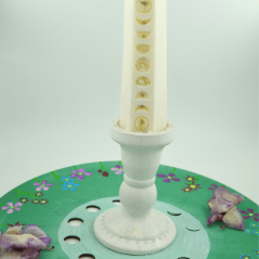 Vysoký svícen s růžovým křišťálem - pro čistotu a ochranu