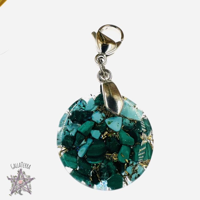 Orgonite jewelry for a pet - malachite, turquoise - protection & peace