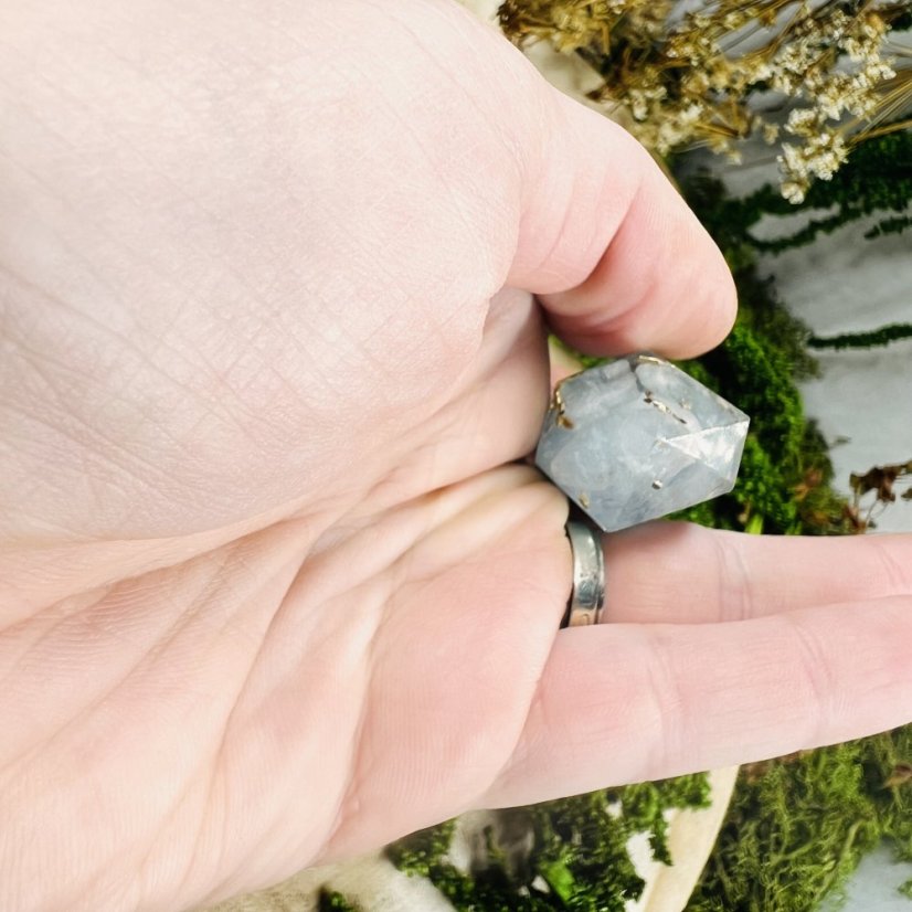 Orgonitové MAXI kyvadlo / přívěšek sakvamarínem - pro klid, pravdu a intuici