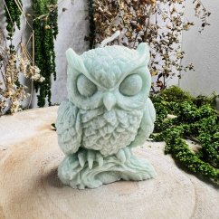 Přírodní rituální svíce - Sova - zelená - moudrost, hojnost