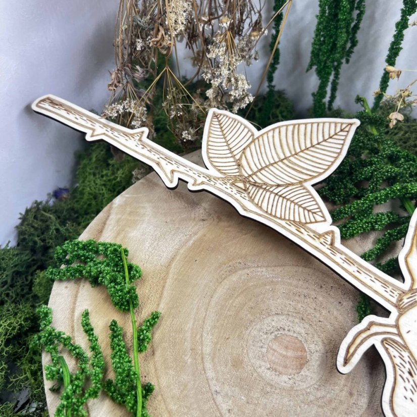 Autorská dřevěná růže - stonek