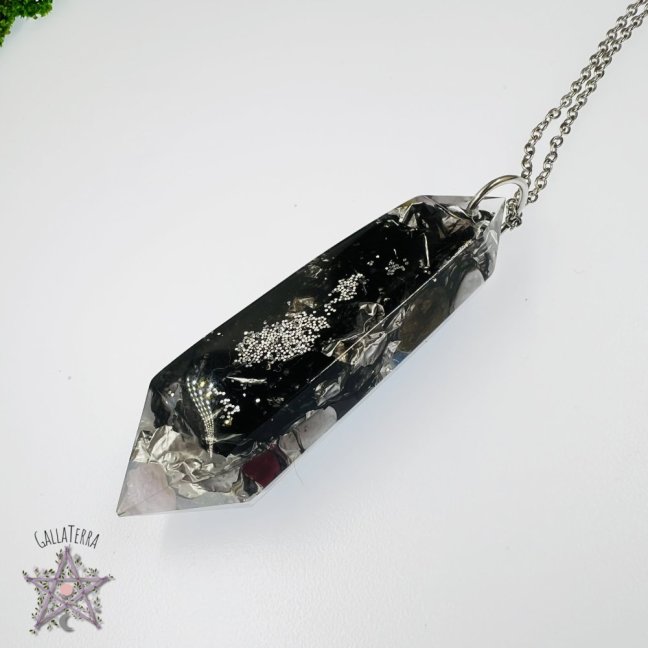 MAXI orgonite pendulum - opal, labradorite, kunzite and blue chalcedony