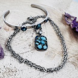 Orgonitový náhrdelník a náramek s modrým tyrkysem pro moudrost, ochranu a komunikaci