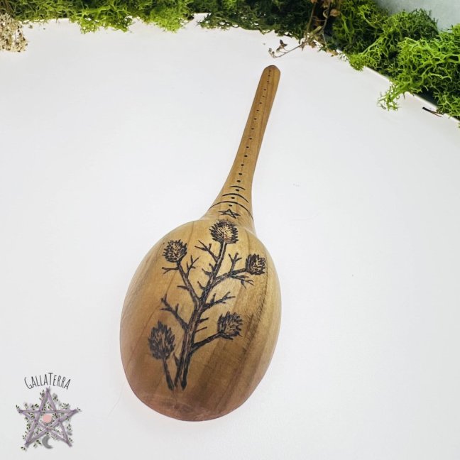Wooden spoon - thistle - large