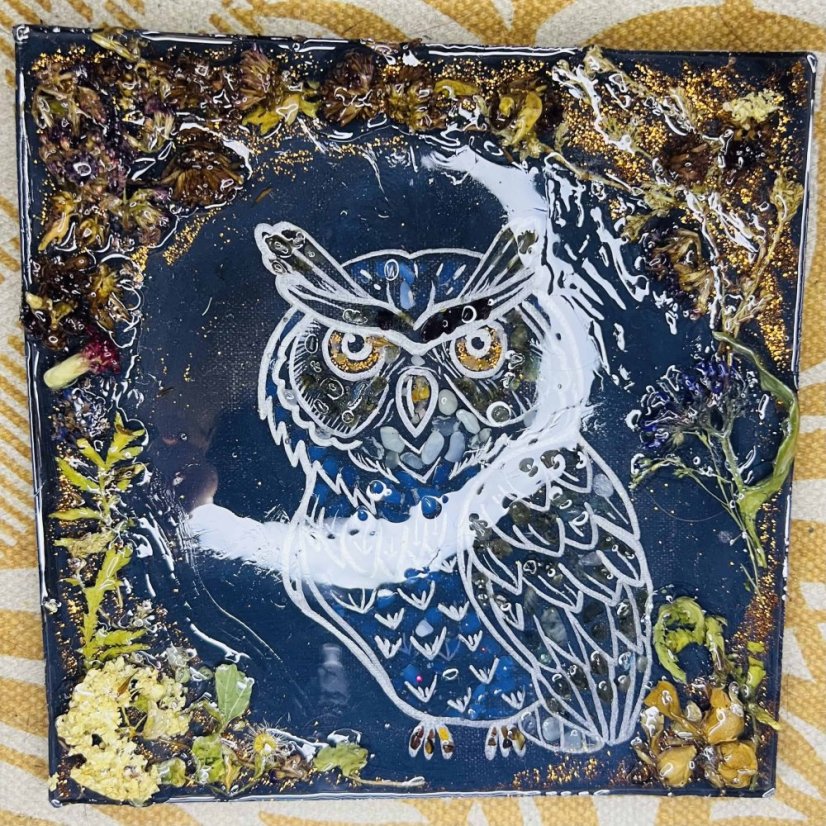 Energetický minerální obraz - Sova pro duchovní vedení