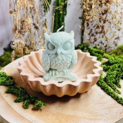 Přírodní rituální svíce - Sova - s magickou miskou