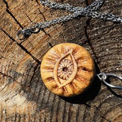 Wooden wood carved jewel - Eye - protection, inner truth