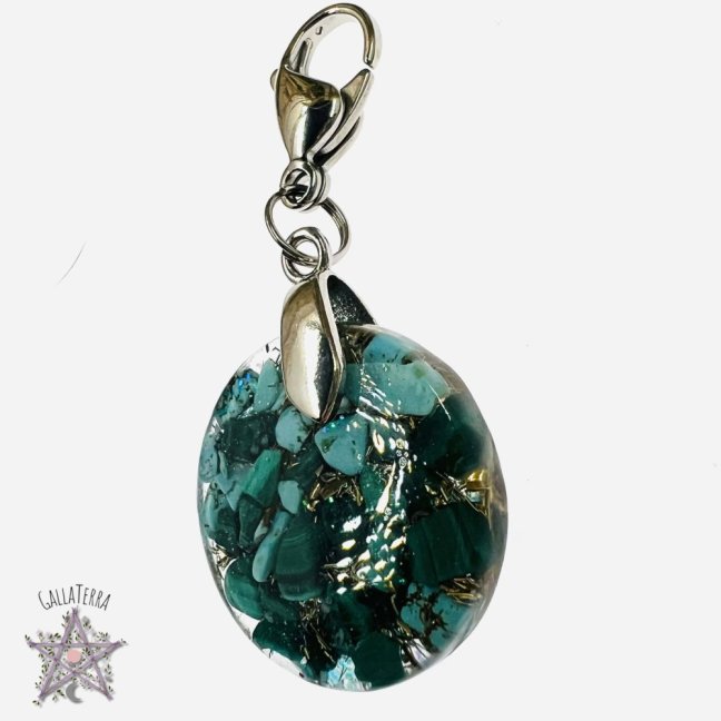 Orgonite jewelry for a pet - malachite, turquoise - protection & peace