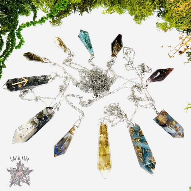 Unique handemade orgonite pendulums
