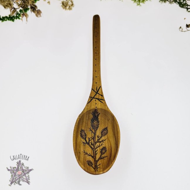 Wooden spoon - thistle - large