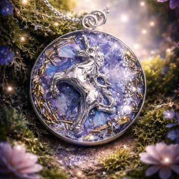 Orgonite necklace - unicorn - purity, magic, protection