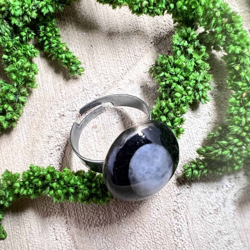 Orgonite ring - moonstone - fertility, feminine energy