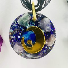 Orgonite amulet - crescent moon pendant for health and longevity