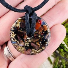 Orgonitový šperk / amulet / talisman s červeným achátem - unisex - pro vitalitu a vnitřní sílu