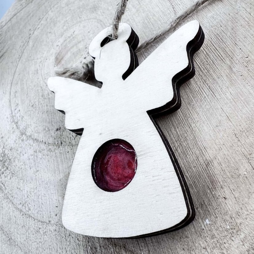 Sada dřevěných vánočních ozdob - linecké cukroví - anděl