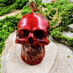 Orgonitová lebka s červeným jaspisem - pro sílu, ochranu a transformaci