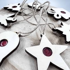 Sada dřevěných vánočních ozdob - linecké cukroví Sada dřevěných vánočních ozdob - linecké cukroví