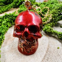 Orgonitová lebka s červeným jaspisem - pro sílu, ochranu a transformaci