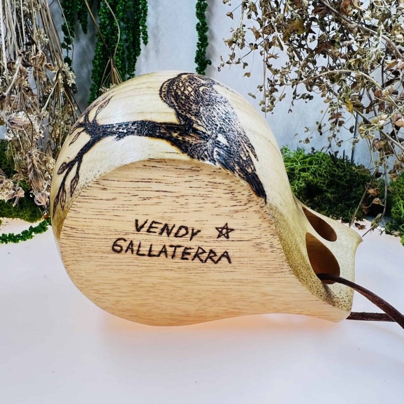 Bambusová kuksa - havran na větvi - velká
