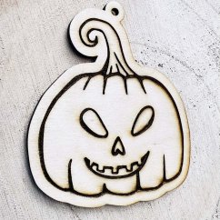 Halloweenská dřevěná dýně - dekorace / omalovánka