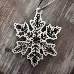 Autorská dřevěná vánoční ozdoba - Vločka