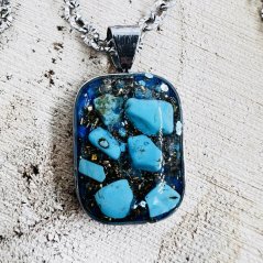 Orgonitový náhrdelník s modrým tyrkysem pro moudrost, ochranu a komunikaci