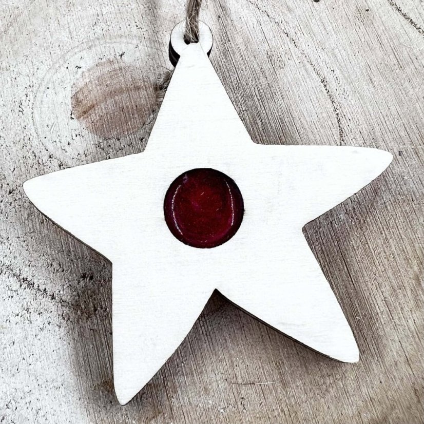 Sada dřevěných vánočních ozdob - linecké cukroví - hvězda