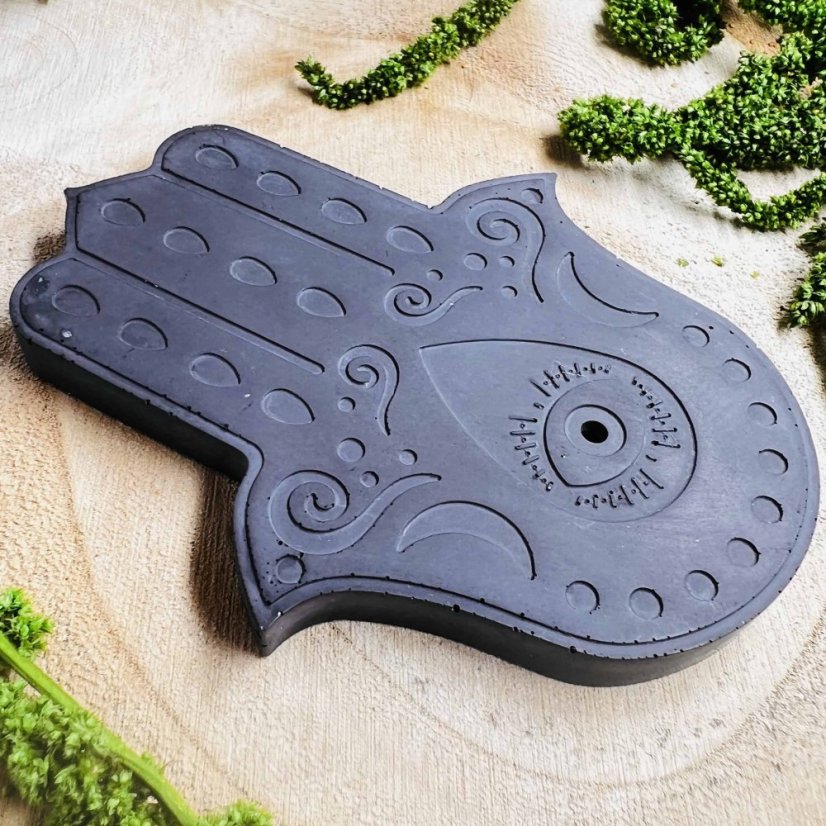 Podložka pod vonné tyčinky - černá - ruka Fatimy - pro ochranu, štěstí a harmonii