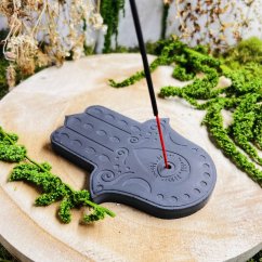 Podložka pod vonné tyčinky - černá - ruka Fatimy - pro ochranu, štěstí a harmonii