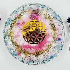 Magical orgonite mat / coaster with the Flower of Life for overall well-being